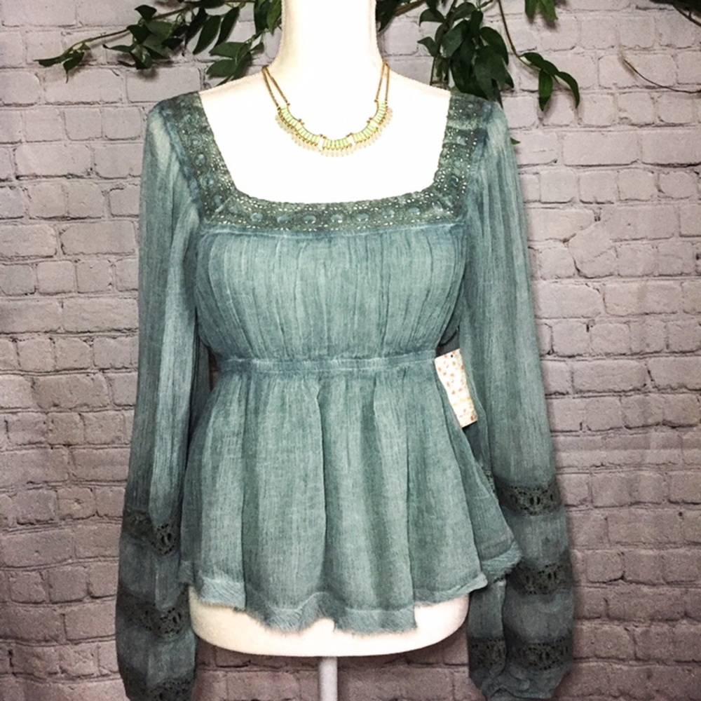 💕Free People Blue Dust Blouse